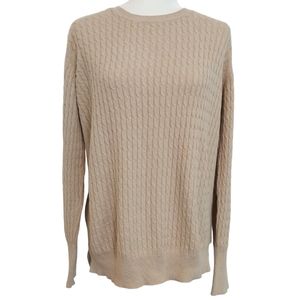 Pact 100% Organic Cotton Tan Light Brown Cable Knit Tunic Sweater